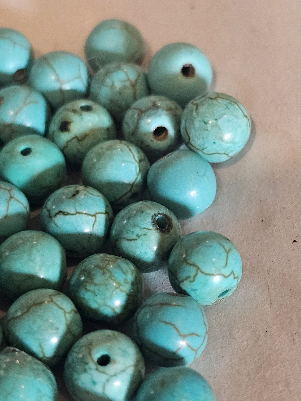 Round Howlite Turquoise Beads - Picture 2 of 4